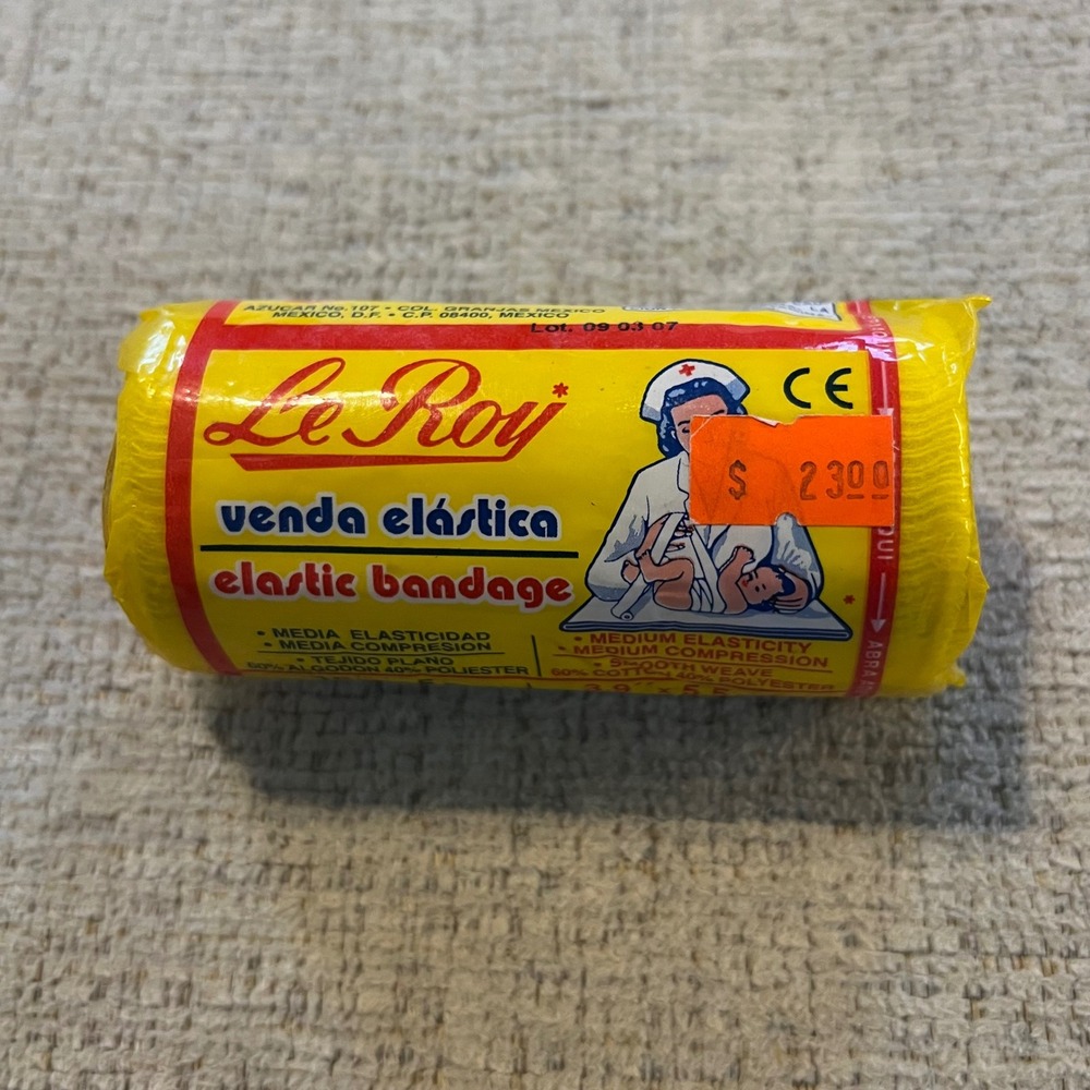LeRoy Elastic Bandage Venda Elastica Med Compression 3.9in‎ x 5.5yds Cotton Mix